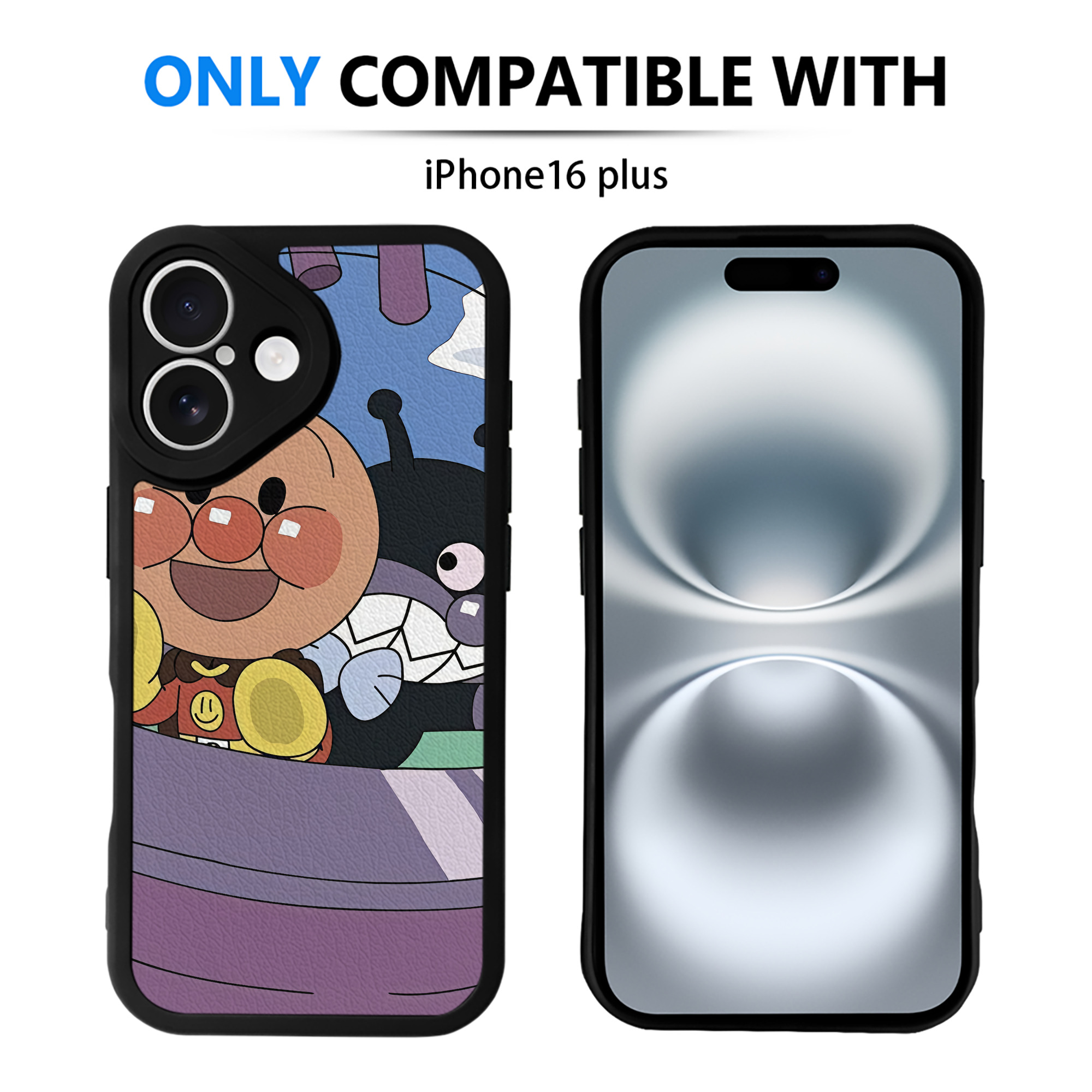 （画像用） アンパンマン Anpanman 【iPhone 16シリーズ対応】シリコンスマホケース（レザー調） 材質：シリコン